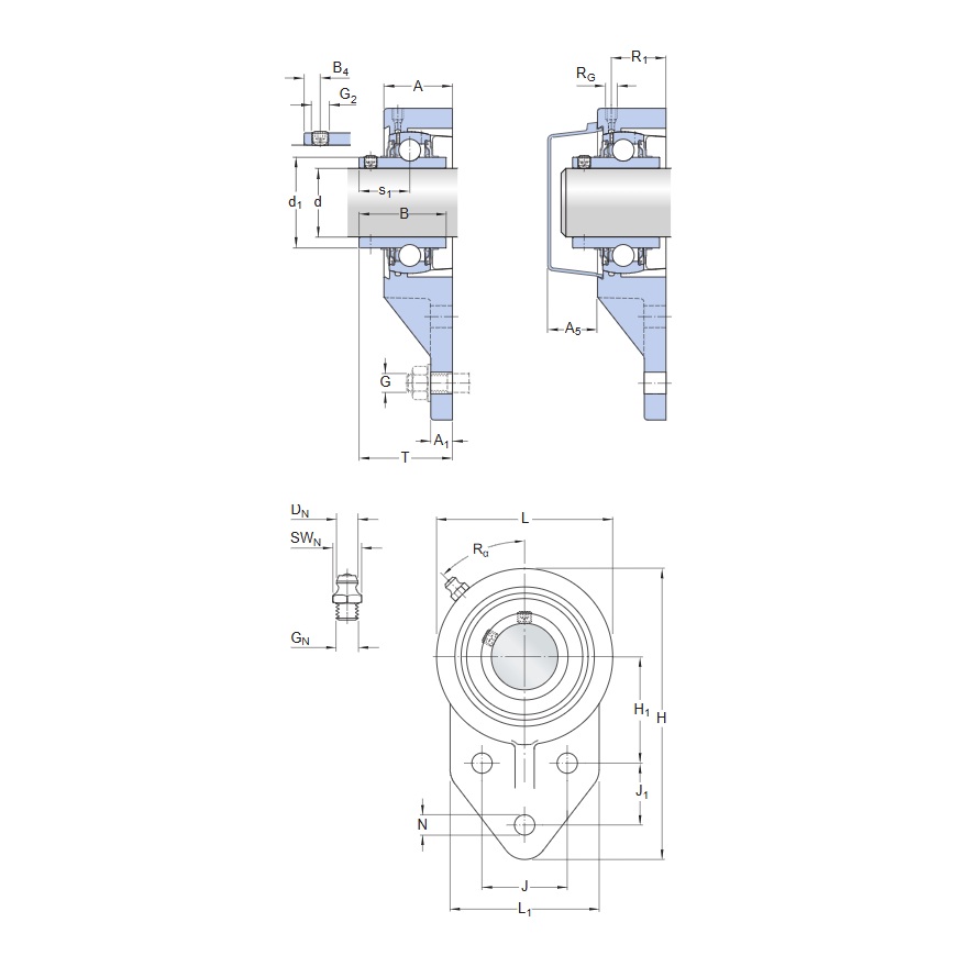 Lagar cu rulment UCFB de la SKF Drawing1