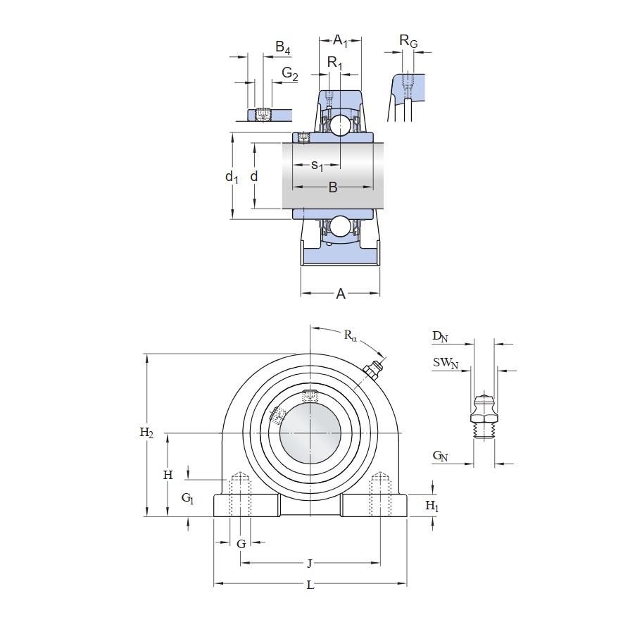 Lagar cu rulment UCPA de la SKF Desen1