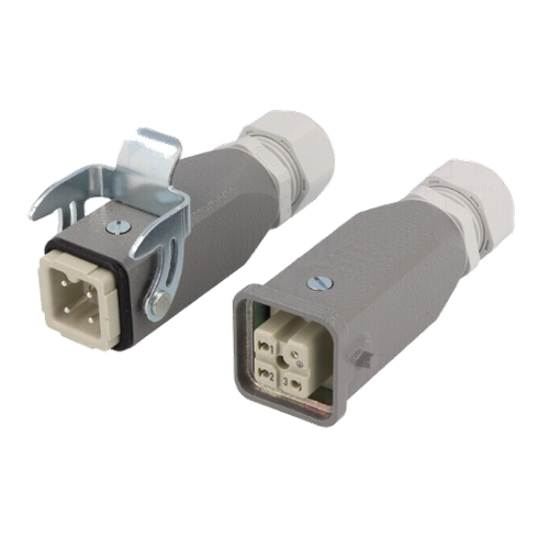 Conector: HDC; tată + mamă; 10A; 400V; Han Kit; PIN: 4; 3+PE; drept Denumire producător: 10200030002; Conector: HDC; tată + mamă; 10A; 400V; PIN: 4; 3+PE; dimensiune A3 Denumire producător: C14610E0039224
